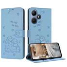 For Infinix Hot 30i Embossed Kitten Phone Leather Case with Lanyard(Blue) - 1