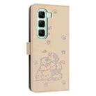 For Infinix Hot 50 4G Embossed Kitten Phone Leather Case with Lanyard(Beige) - 3