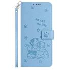 For Infinix Hot 50 4G Embossed Kitten Phone Leather Case with Lanyard(Blue) - 2