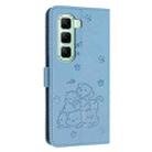 For Infinix Hot 50 4G Embossed Kitten Phone Leather Case with Lanyard(Blue) - 3