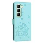 For Infinix Hot 50 4G Embossed Kitten Phone Leather Case with Lanyard(Mint Green) - 3