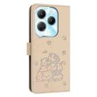 For Infinix Hot 40 4G / 40 Pro 4G Embossed Kitten Phone Leather Case with Lanyard(Beige) - 3