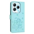 For Infinix Hot 40 4G / 40 Pro 4G Embossed Kitten Phone Leather Case with Lanyard(Mint Green) - 3