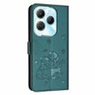 For Infinix Hot 40 4G / 40 Pro 4G Embossed Kitten Phone Leather Case with Lanyard(Dark Green) - 3