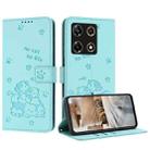 For Infinix Note 30 Pro Embossed Kitten Phone Leather Case with Lanyard(Mint Green) - 1