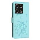 For Infinix Note 30 Pro Embossed Kitten Phone Leather Case with Lanyard(Mint Green) - 3