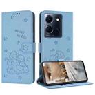 For Infinix Note 30 / Note 30 5G Embossed Kitten Phone Leather Case with Lanyard(Blue) - 1