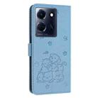 For Infinix Note 30 / Note 30 5G Embossed Kitten Phone Leather Case with Lanyard(Blue) - 3