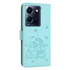 For Infinix Note 30 / Note 30 5G Embossed Kitten Phone Leather Case with Lanyard(Mint Green) - 3