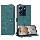 For Infinix Note 30 / Note 30 5G Embossed Kitten Phone Leather Case with Lanyard(Dark Green) - 1