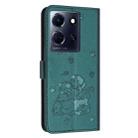 For Infinix Note 30 / Note 30 5G Embossed Kitten Phone Leather Case with Lanyard(Dark Green) - 3