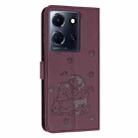 For Infinix Note 30 / Note 30 5G Embossed Kitten Phone Leather Case with Lanyard(Wine Red) - 3