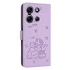 For Infinix Note 30i Embossed Kitten Phone Leather Case with Lanyard(Purple) - 3