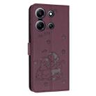 For Infinix Note 30i Embossed Kitten Phone Leather Case with Lanyard(Wine Red) - 3