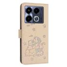 For Infinix Note 40 5G Embossed Kitten Phone Leather Case with Lanyard(Beige) - 3