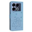 For Infinix Note 40 5G Embossed Kitten Phone Leather Case with Lanyard(Blue) - 3