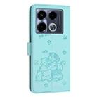 For Infinix Note 40 5G Embossed Kitten Phone Leather Case with Lanyard(Mint Green) - 3