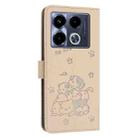 For Infinix Note 40 4G Embossed Kitten Phone Leather Case with Lanyard(Beige) - 3