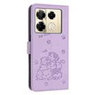 For Infinix Note 40 Pro 4G / 5G Embossed Kitten Phone Leather Case with Lanyard(Purple) - 3