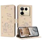 For Infinix Note 40 Pro 4G / 5G Embossed Kitten Phone Leather Case with Lanyard(Beige) - 1