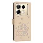 For Infinix Note 40 Pro 4G / 5G Embossed Kitten Phone Leather Case with Lanyard(Beige) - 3