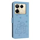 For Infinix Note 40 Pro 4G / 5G Embossed Kitten Phone Leather Case with Lanyard(Blue) - 3