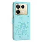 For Infinix Note 40 Pro 4G / 5G Embossed Kitten Phone Leather Case with Lanyard(Mint Green) - 3