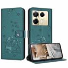 For Infinix Note 40 Pro 4G / 5G Embossed Kitten Phone Leather Case with Lanyard(Dark Green) - 1