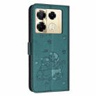 For Infinix Note 40 Pro 4G / 5G Embossed Kitten Phone Leather Case with Lanyard(Dark Green) - 3