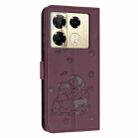 For Infinix Note 40 Pro 4G / 5G Embossed Kitten Phone Leather Case with Lanyard(Wine Red) - 3