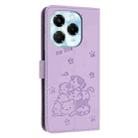 For Infinix Note 40X 5G Embossed Kitten Phone Leather Case with Lanyard(Purple) - 3