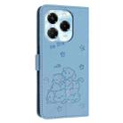 For Infinix Note 40X 5G Embossed Kitten Phone Leather Case with Lanyard(Blue) - 3