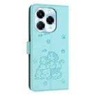 For Infinix Note 40X 5G Embossed Kitten Phone Leather Case with Lanyard(Mint Green) - 3