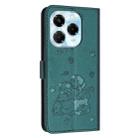 For Infinix Note 40X 5G Embossed Kitten Phone Leather Case with Lanyard(Dark Green) - 3