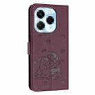 For Infinix Note 40X 5G Embossed Kitten Phone Leather Case with Lanyard(Wine Red) - 3