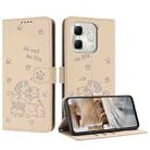 For Infinix Smart 9 5G / Hot 50i 5G Embossed Kitten Phone Leather Case with Lanyard(Beige) - 1