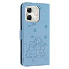 For Infinix Smart 9 5G / Hot 50i 5G Embossed Kitten Phone Leather Case with Lanyard(Blue) - 3