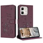 For Infinix Smart 9 5G / Hot 50i 5G Embossed Kitten Phone Leather Case with Lanyard(Wine Red) - 1