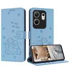 For Infinix Zero 30 4G Embossed Kitten Phone Leather Case with Lanyard(Blue) - 1