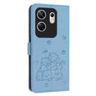 For Infinix Zero 30 4G Embossed Kitten Phone Leather Case with Lanyard(Blue) - 3