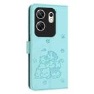 For Infinix Zero 30 4G Embossed Kitten Phone Leather Case with Lanyard(Mint Green) - 3