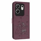 For Infinix Zero 30 4G Embossed Kitten Phone Leather Case with Lanyard(Wine Red) - 3