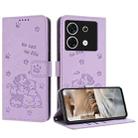 For Infinix Zero 30 5G Embossed Kitten Phone Leather Case with Lanyard(Purple) - 1