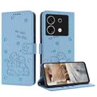 For Infinix Zero 30 5G Embossed Kitten Phone Leather Case with Lanyard(Blue) - 1