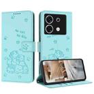 For Infinix Zero 30 5G Embossed Kitten Phone Leather Case with Lanyard(Mint Green) - 1