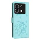 For Infinix Zero 30 5G Embossed Kitten Phone Leather Case with Lanyard(Mint Green) - 3