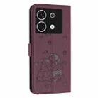 For Infinix Zero 30 5G Embossed Kitten Phone Leather Case with Lanyard(Wine Red) - 3