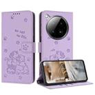 For Infinix Zero 40 4G / Zero 40 5G Embossed Kitten Phone Leather Case with Lanyard(Purple) - 1