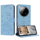 For Infinix Zero 40 4G / Zero 40 5G Embossed Kitten Phone Leather Case with Lanyard(Blue) - 1