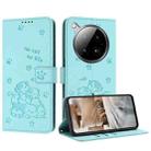 For Infinix Zero 40 4G / Zero 40 5G Embossed Kitten Phone Leather Case with Lanyard(Mint Green) - 1